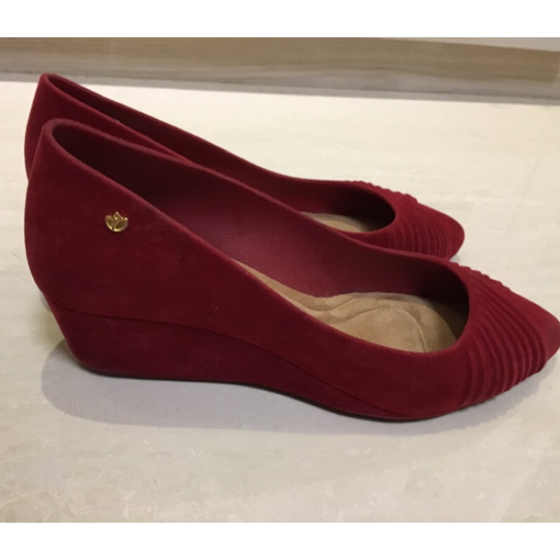 二手grendha 紅色尖頭楔型鞋USA 6適合37.5