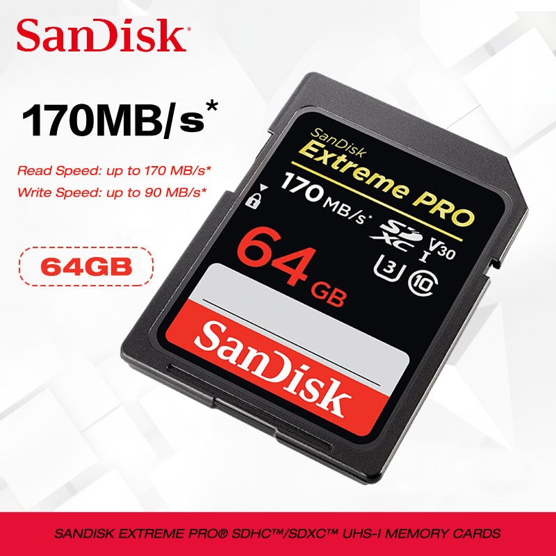 SANDISK 全新閃迪 sd 卡 128GB 256GB SDXC/SDHC 高達 170MB/s sd 卡 64GB