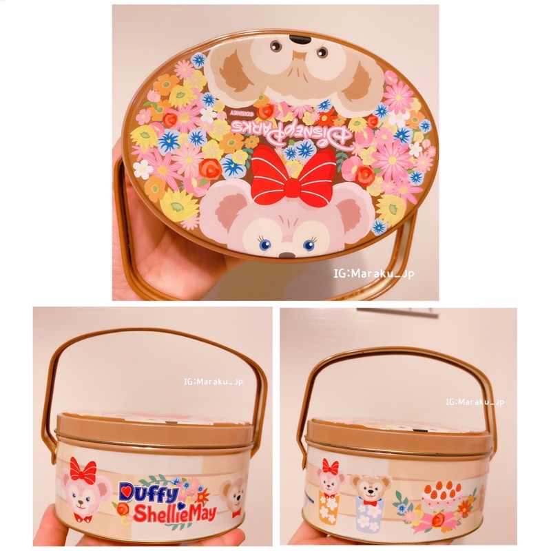 日本香港迪士尼園區限定 情人節Duffy 雪莉玫 達菲 畫家貓 史黛拉 餅乾 鐵盒 收納盒 糖果盒 手提置物盒 飾品盒