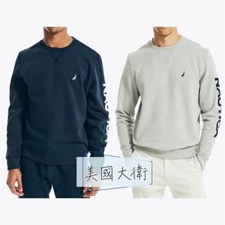 《美國大衛》NAUTICA Logo 大學T 長袖 T恤 內刷毛 刺繡 上衣 衣服 保暖 上著 帆船【KR1773】