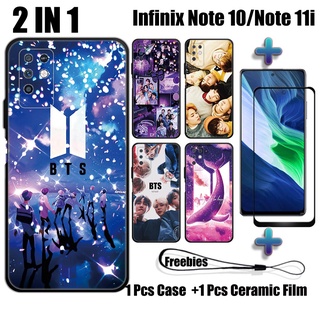 2 合 1 BTS 手機殼帶鋼化玻璃,適用於 Infinix Note 10 lInfinix Note 11i 手機殼