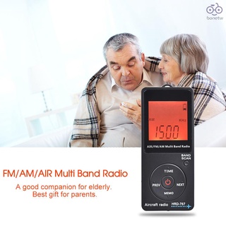 HRD-767 便攜式航空波段收音機FM/AM/AIR收音機內置鋰電池可設定自動關機黑色