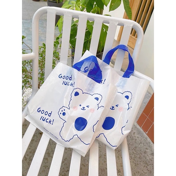 🧡現貨🧡可愛 藍色 毛線 小熊 PE塑膠袋 手提袋 購物袋 包裝材料 童裝袋 女裝袋 包材 服飾店 塑膠袋