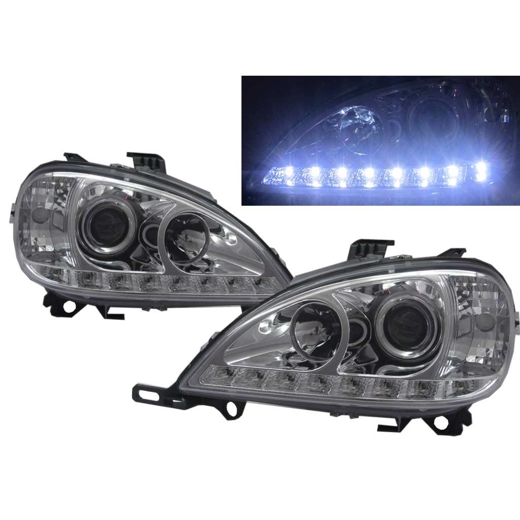 卡嗶車燈 適用 Benz 賓士 M系列 W163 1998-2001 五門車 LED導光條魚眼 大燈