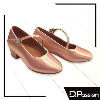 【D.Passion美佳莉】兒童摩登舞鞋 CM002 淺膚緞布 1.8吋