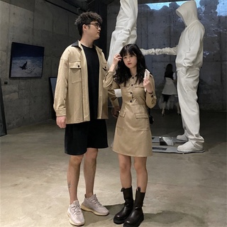 【COUPLE】情侣装春季小众设计感🔥🔥超火长袖衬衫连衣裙法式气质一衣一裙潮