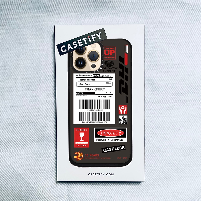 Casetify X DHL 標籤黑色手機殼 IPhone 14 13 12 11 Pro MAX Mini XS MA