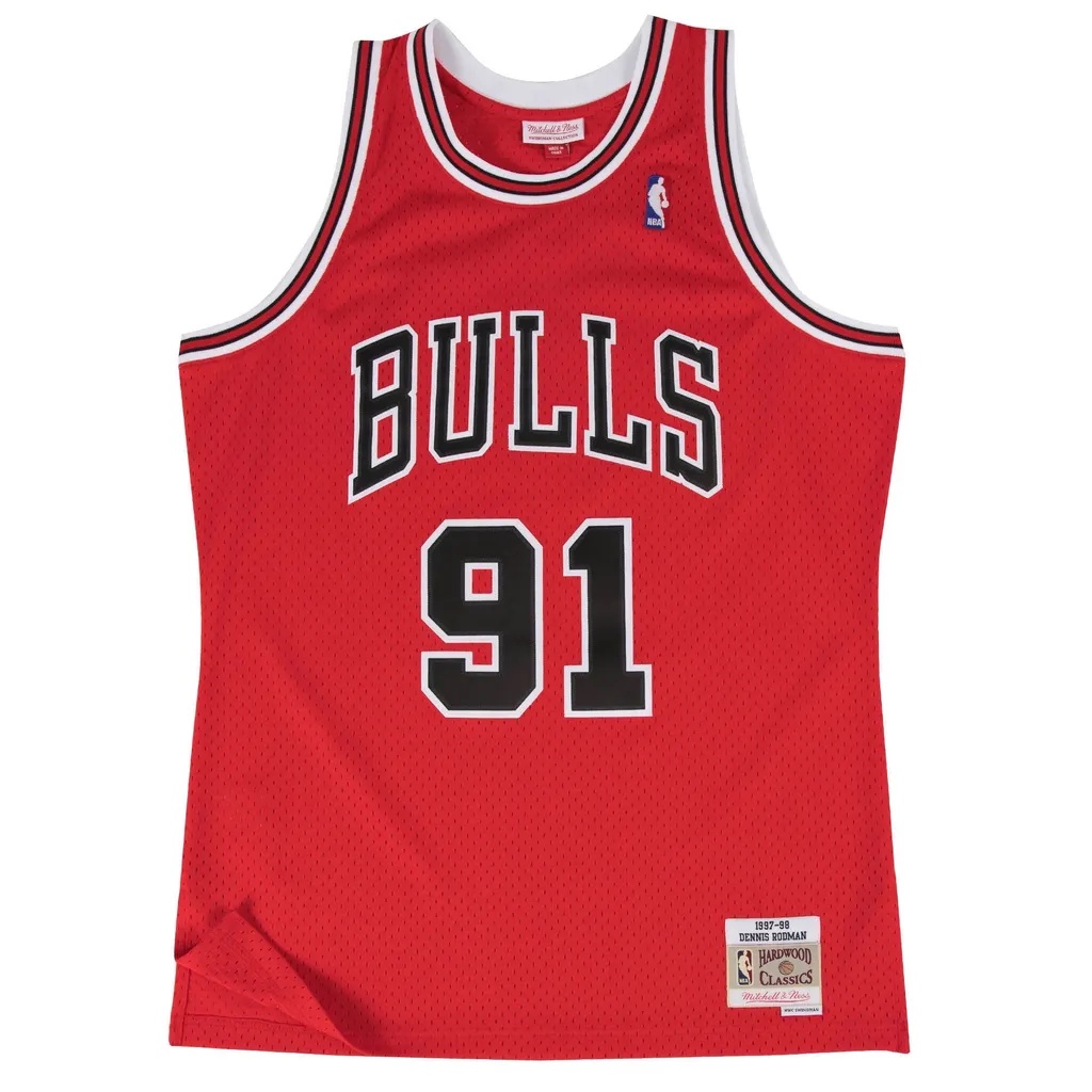 Mitchell &amp; Ness NBA 球迷版球衣 Dennis Rodman 1997-98 Road 公牛 紅