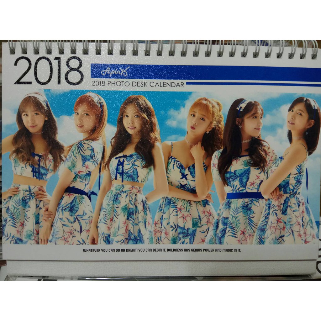 現貨，韓國帶回！！Apink 全體 2018 到 2019 年 橫式桌曆 寫真桌曆 年曆 月曆，正反面24張圖案皆不同
