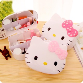 可愛hello kitty鏡子首飾盒 收納盒 四格