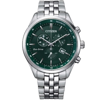 CITIZEN星辰錶 AT2149-85X 運動風三眼光動能計時腕錶/綠面42mm