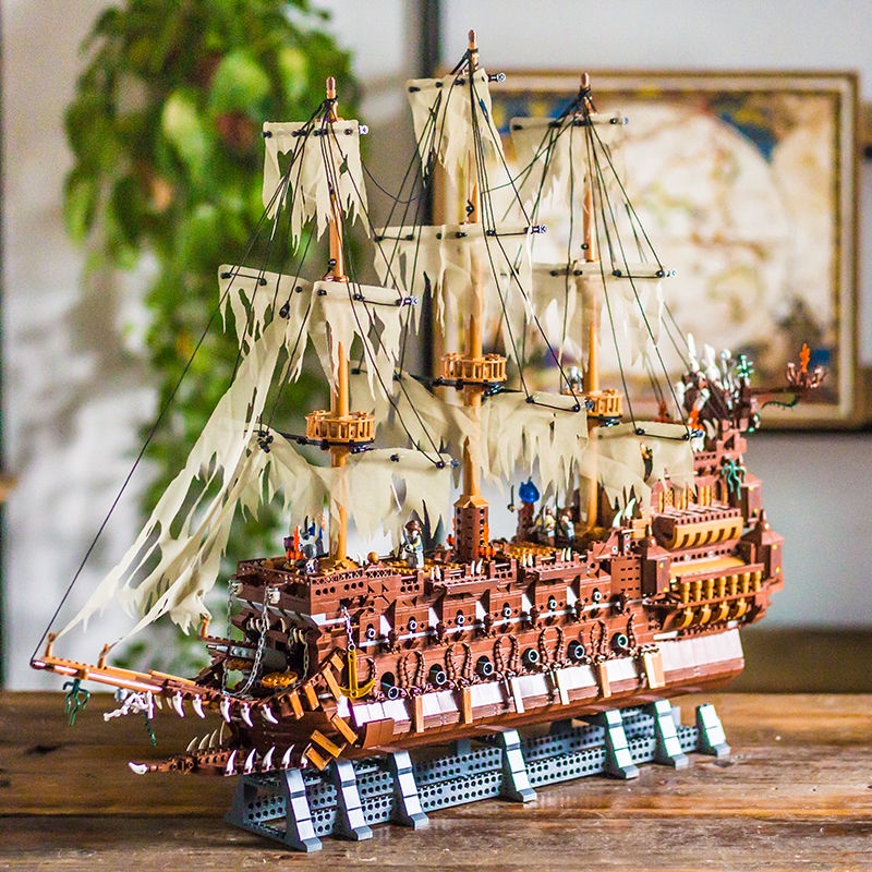 酷爱玩具屋🔥兼容樂高系列帆船飛翔的荷蘭人號黑珍珠號海盜船模型拼裝積木玩具