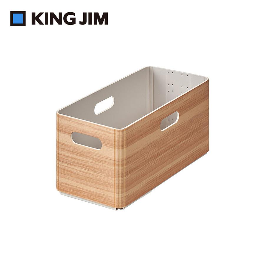 KING JIM Kiini木質風格折疊收納箱/ S/ 長型/ 自然棕 eslite誠品