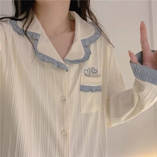 🔆小甜甜日系美衣 甜美家居服日系睡衣女春秋夏款ins荷葉邊甜美學生可外穿長袖秋季家居服套裝