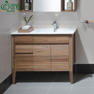 《CORINS 柯林斯》典藏 柚木實木 90cm 面盆浴櫃組 TS-90R 右偏盆 雙開門三抽屜【都會區免運費】