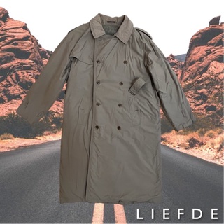 [Liefde Store] Trench Coats 卡其綠 羽絨 古著大衣 (附腰帶)