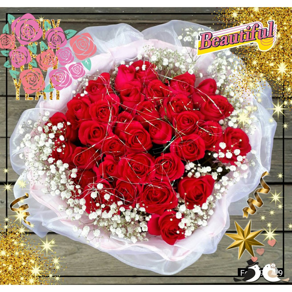 三峽 大溪 龍潭花店 鮮花花束專賣店 Gfo273 傾心的愛 33朵 特級 玫瑰花束 預約制專人配送到府 蝦皮購物