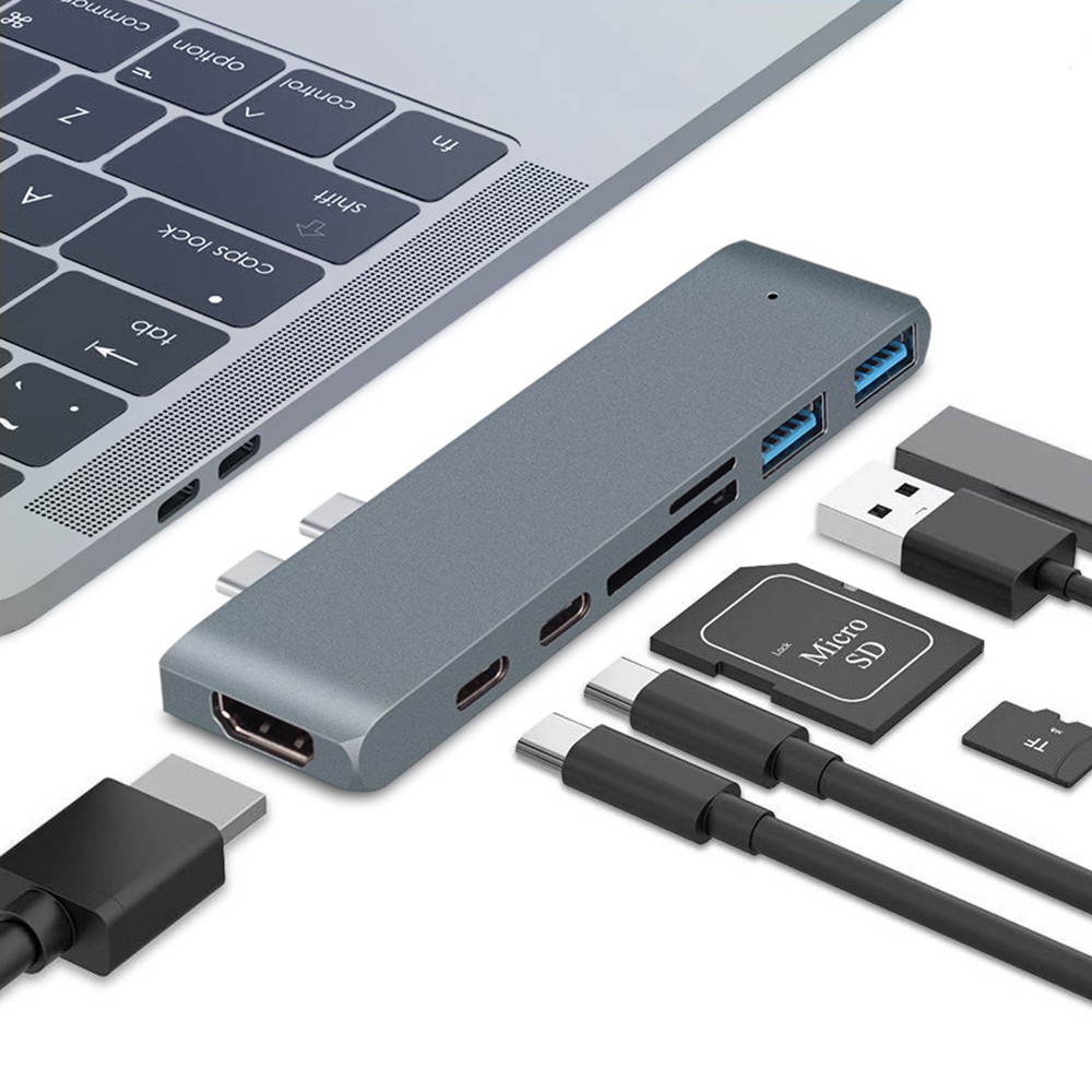 【蝦皮特選】MacBook Type-C 七合一多功能轉接器 USB轉換器 Mac轉接頭 VGA HDMI Mac SD