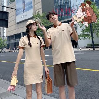 【COUPLE】情侶裝休閒❗❗2022夏季男女短袖T恤衫女連衣裙短裙男T恤衫