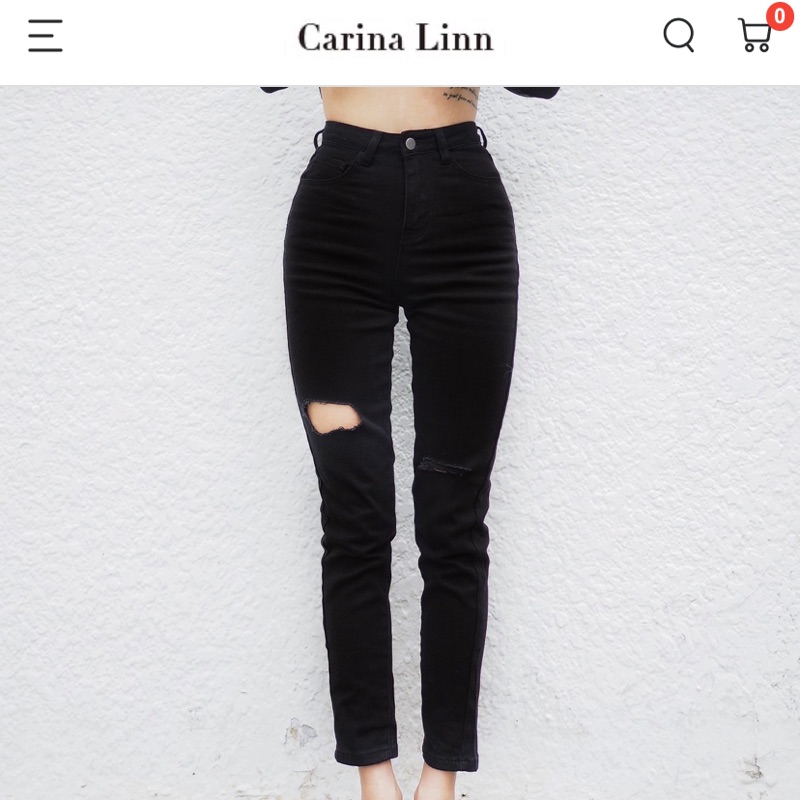 （不議價）Carina linn 微彈割破牛仔褲 S全新