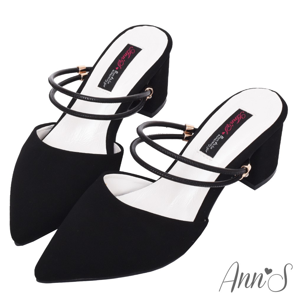 Ann’S時尚關係-雙穿法粗跟尖頭鞋-黑