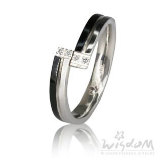 威世登 316L黑雙色白鋼戒指 NA22GNA00006-2-ADEX