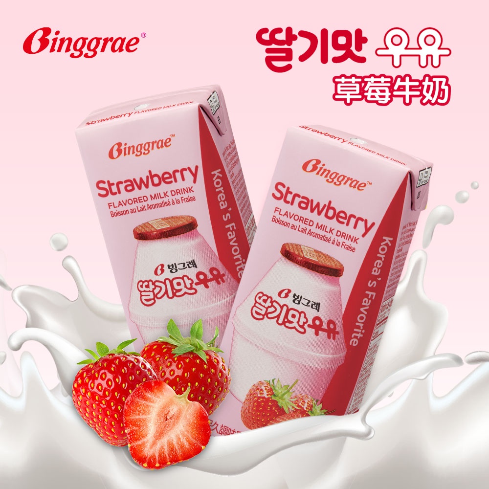 【韓味不二】Binggrae 草莓牛奶 200ml x 24入