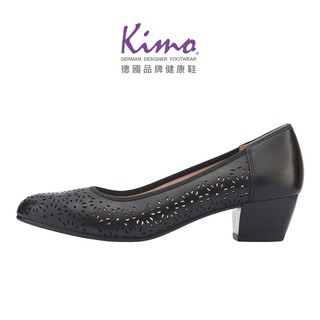 【Kimo】牛皮簡約中跟鞋 女鞋（黑 D65BASF003013）