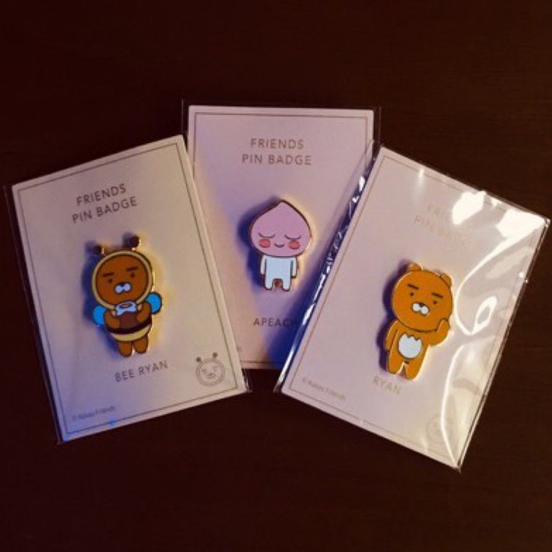 現貨 韓國官網商品kakao Friends 徽章ryan Apeach 萊恩桃子別針 蝦皮購物