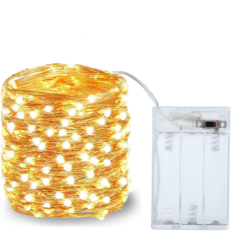 Led銅線燈串仙女燈,2m,5m,10m,3xaa電池電源,用於婚禮派對節日裝飾,聖誕燈串仙女燈