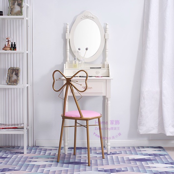 [HOME] 古典玫瑰白色化妝台+蝴蝶椅 梳妝台 化妝桌 3抽收納化妝台 居家臥室房間梳妝桌