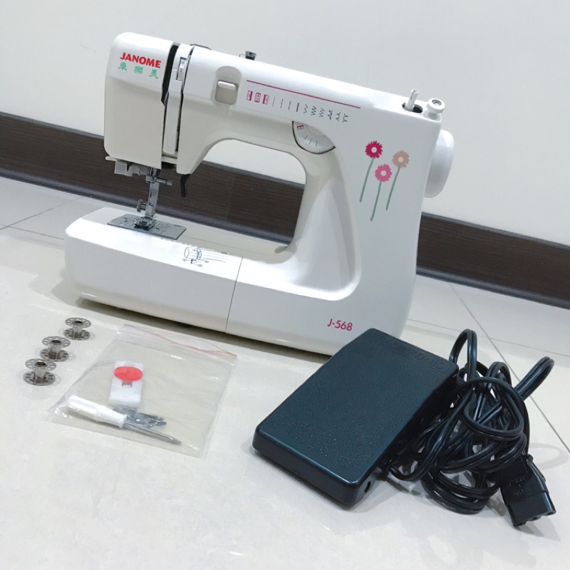 日本車樂美JANOME縫紉機 J-568 二手縫紉機 《電動機械型-簡易切線器+自動穿線器》