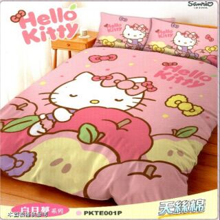 正版 Hello Kitty 天絲棉床包+冬夏兩用被 四件組