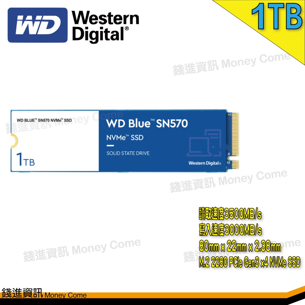 WD威騰 SN570 1TB 500GB 250GB 藍標 TLC M.2 五年保 SSD固態硬碟