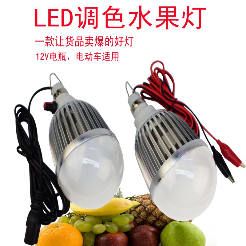 水果燈可調色低壓12vLED生鮮燈48V60V電瓶車變色水果攤位照明燈泡