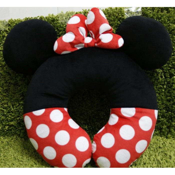 【Dona日貨】日本迪士尼樂園限定 米老鼠米妮可愛點點蝴蝶結 3way頸枕/坐墊/靠枕 F36
