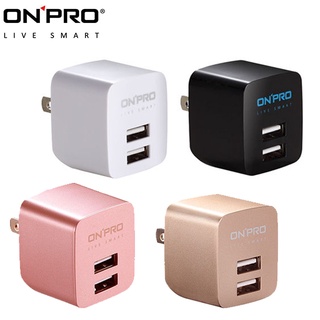 【ONPRO】UC-2P01 USB雙埠電源供應器 / 充電器 (5V/2.4A) 黑 / 白 / 香檳金