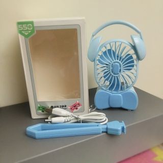 耳機造型 電扇 USB充電風扇 電風扇 小風扇 現貨 藍色
