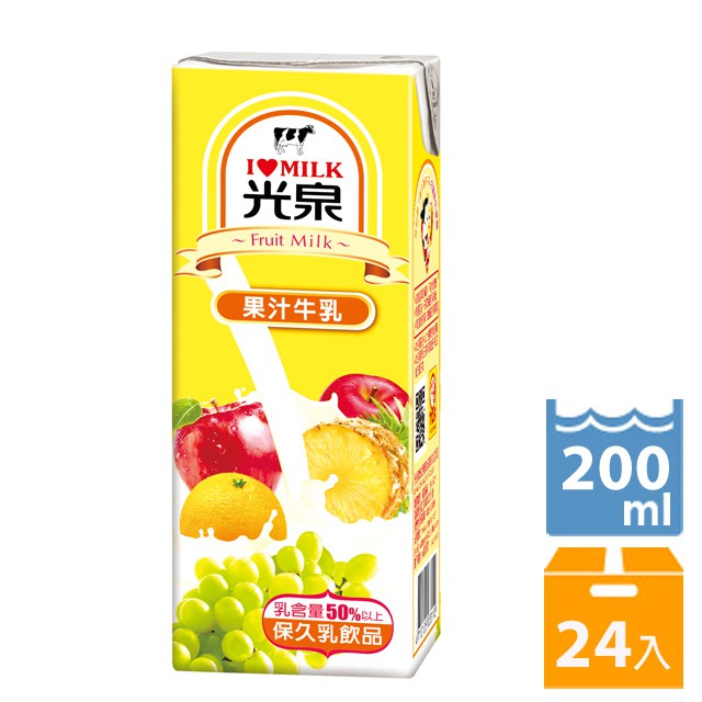 【光泉】光泉保久乳-果汁牛乳200mlx24瓶