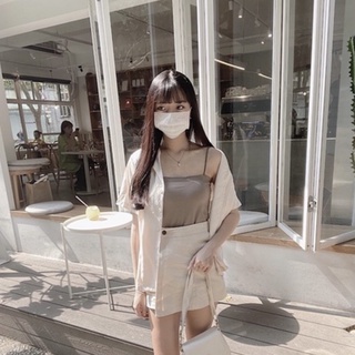 [現貨] yuyu’s雪紡西裝襯衫小外套 奶咖涼感親膚背心附胸墊 版型偏小側釦A字褲裙