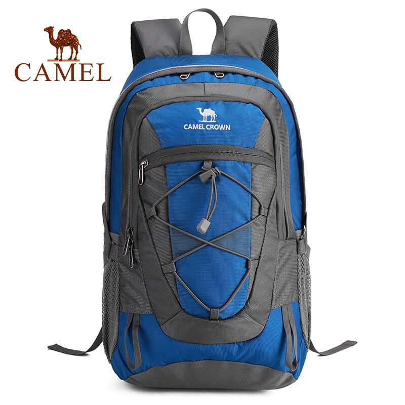 骆驼CAMEL 户外双肩包男女 30L徒步旅行运动登山包轻便防泼水背包 A9W3C3135 蓝色