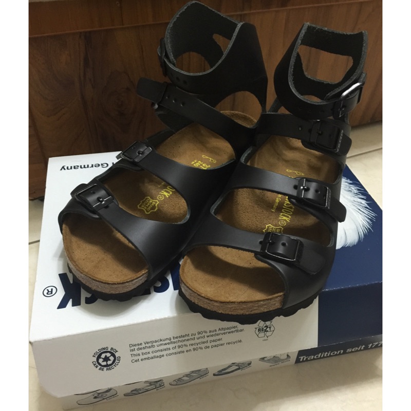 勃肯BIRKENSTOCK 032191。ATHENL雅典娜 繞踝羅馬涼鞋(黑)