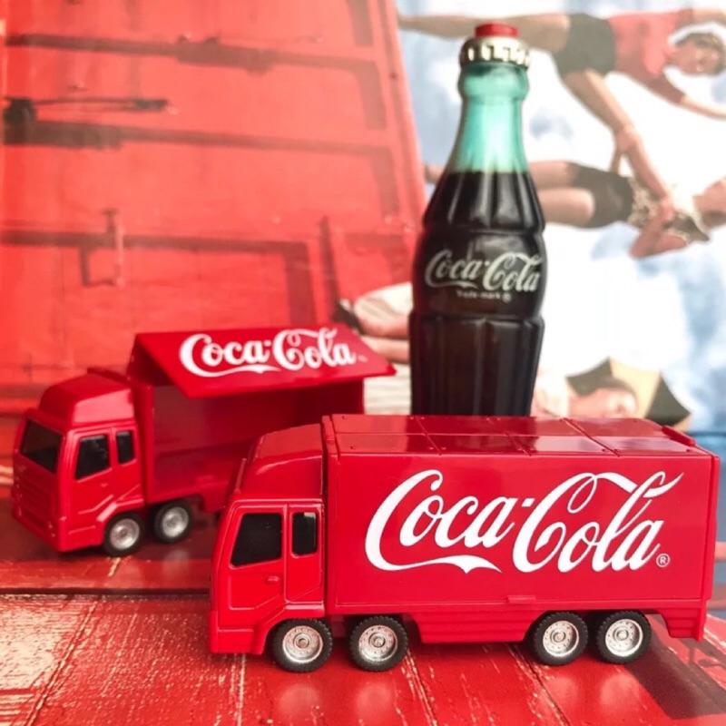 （少量）正版美式懷舊小汽車Coca Cola可口可樂鷗翼貨櫃車 可樂貨車 模型 可口可樂貨車