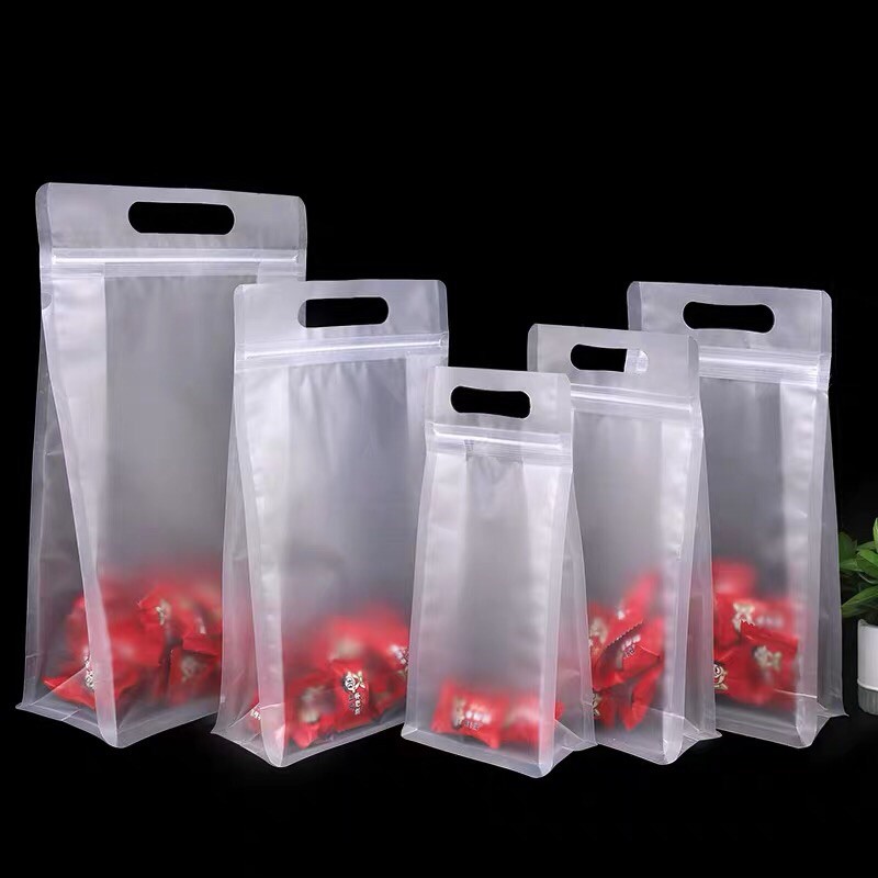 【預購】手提袋立體直立式磨砂食品袋，一組50個，八邊封自封袋寬口加厚冰箱小中大號密封袋，乾果零食特產包裝袋自封塑料手提袋