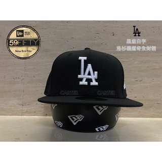 New Era x MLB LA Dodgers 59Fifty 大聯盟洛杉磯道奇隊黑底白字全封尺寸帽