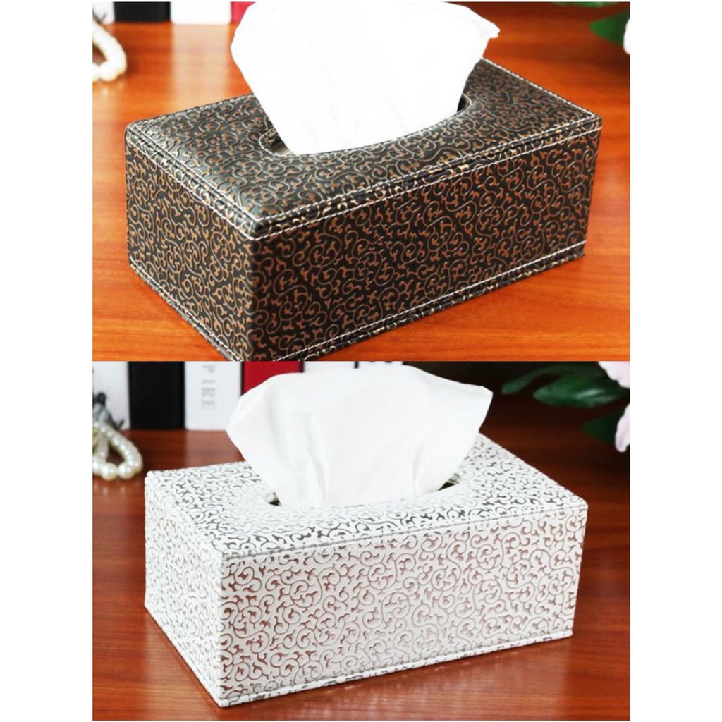面紙盒 2款 衛生紙盒 歐式風格 白色銀紋 黑色金紋 皮革面紙盒 送禮 居家 民宿 客廳 餐廳 雜貨王