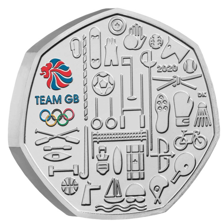 2021 英國 2020奧運英國代表隊 50便士 收藏紀念幣 官方卡幣 彩繪版