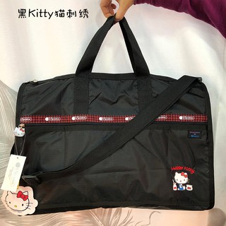 {瘋貓} Les 樂播詩 x Kitty 7185 大款 黑底凱蒂貓 旅行袋 防水輕量 單肩/側背/手提/手提包