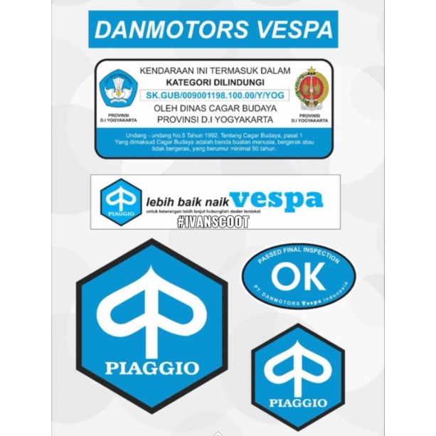 Vespa PACK 貼紙 DANMOTOR 貼紙和Motor VESPA 貼紙 VESPA 切割貼紙