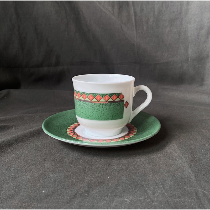 {{ 老叢 }} ☕️早期arcopal法國圖紋咖啡杯盤組